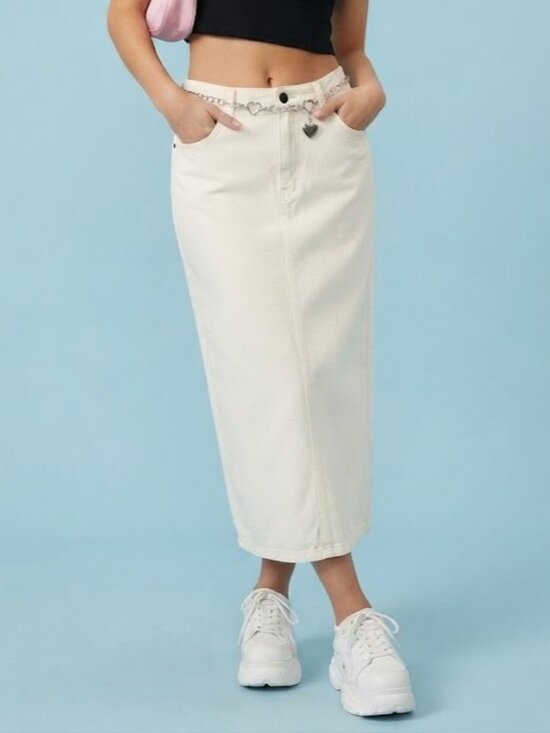 Velvet Heart Dresses & Skirts - Velvet Heart White Denim Maxi Skirt